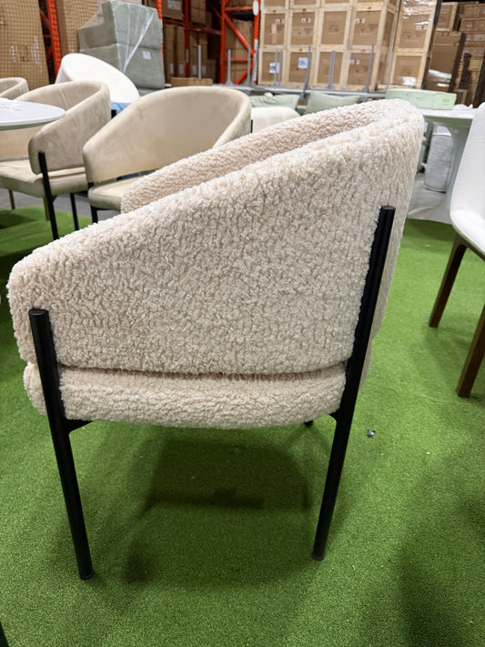 Solana Dining Chair - Shearling: Almond, Black Base