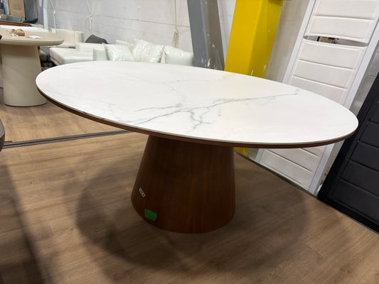 Winston Dining Table - White Calacatta Ceramic Top, 63"