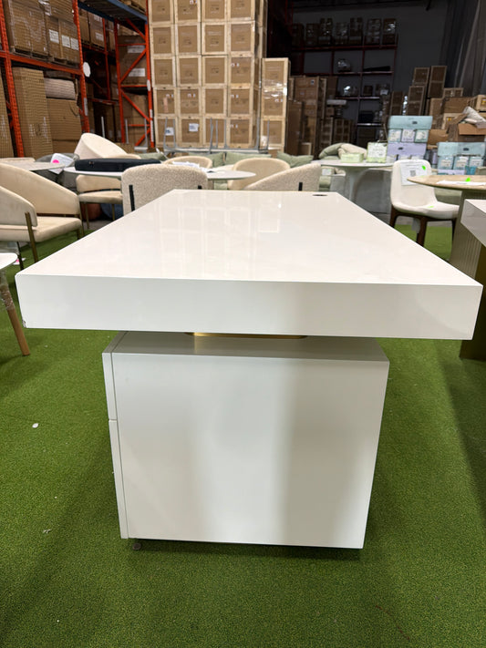 Arlo Desk - Glossy White Lacquer, 63"
