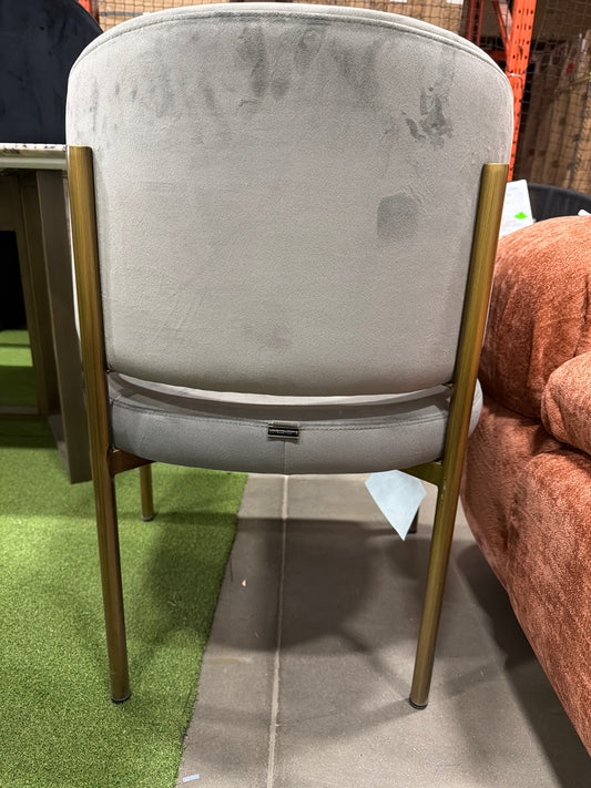 Solana Dining Chair - Plush Velvet: Glacier Grey, Antique Brushed Brass Base