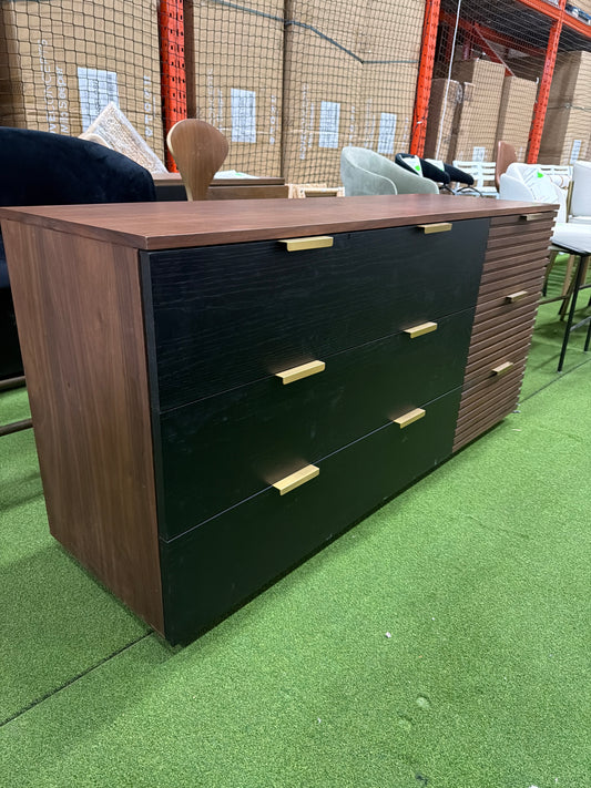 Georgio Wide Dresser - Walnut Veneer with Black Oak Veneer