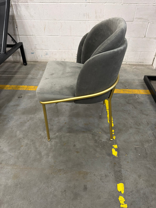 Angelo Dining Chair - Plush Velvet: Glacier Grey, Brass Base
