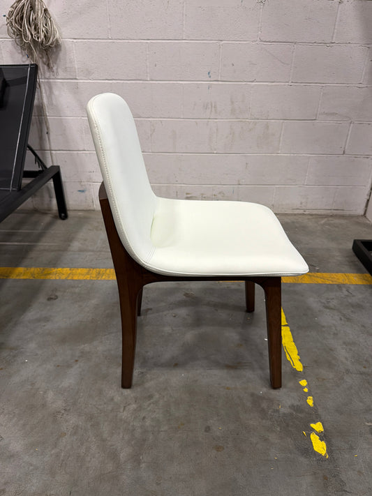Aubrey Side Chair - Microfiber Leather: Trento Eggshell, Walnut Stain