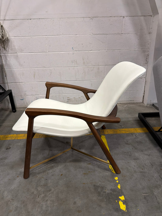 Aubrey Lounge Chair - Microfiber Leather: Trento Eggshell, Walnut Stain