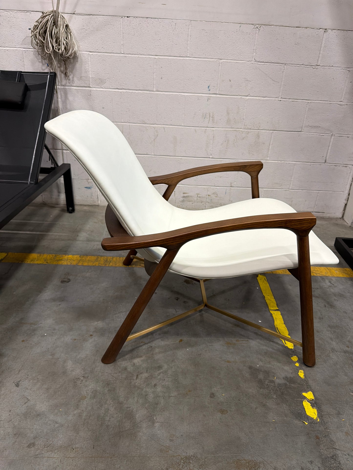 Aubrey Lounge Chair - Microfiber Leather: Trento Eggshell, Walnut Stain