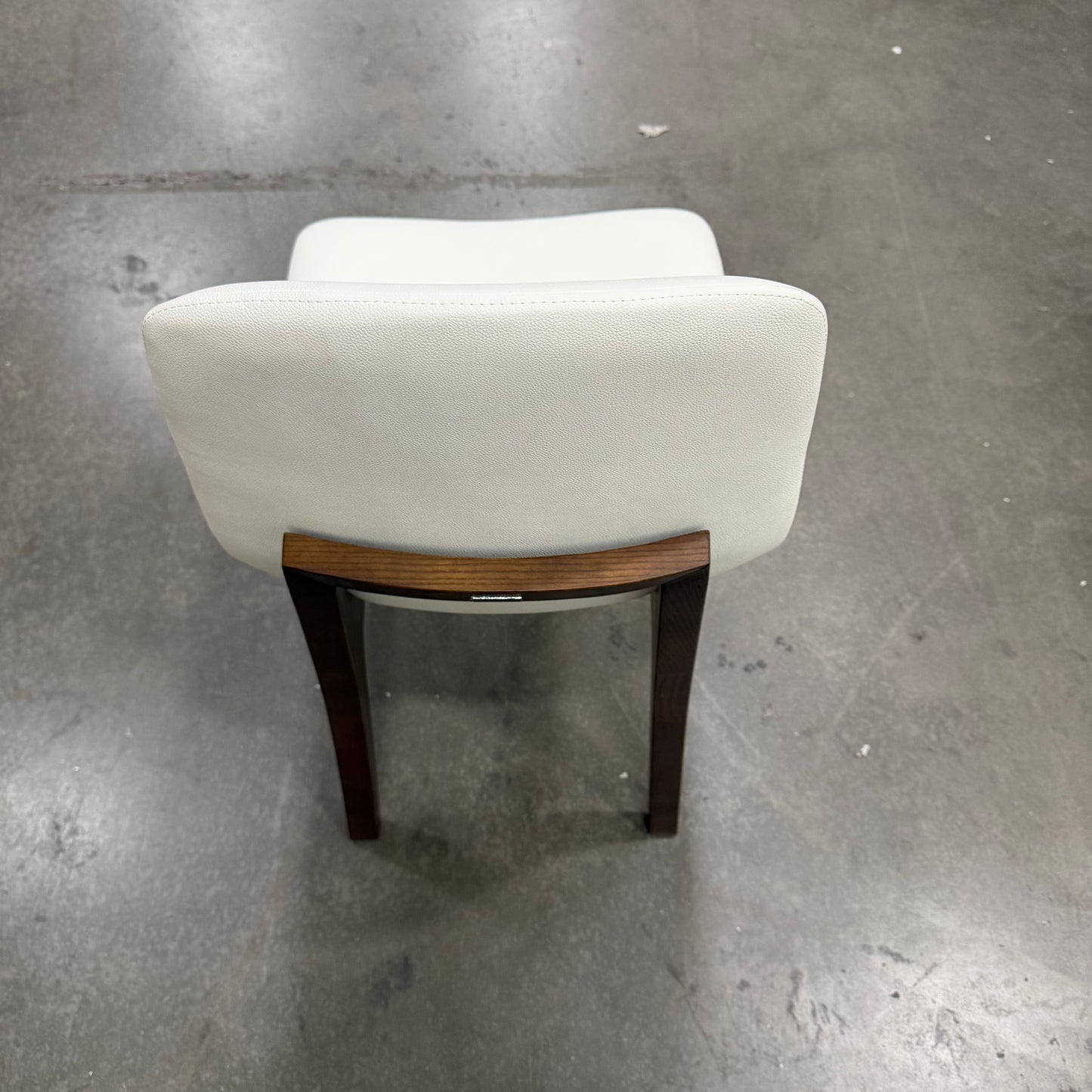 Aubrey Side Chair - PU Leather: Monaco White, Walnut Stain