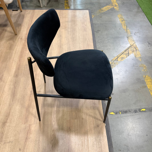 Geno Dining Chair - Plush Velvet: Black, Black Base