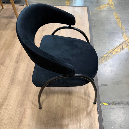 Uma Dining Chair - Plush Velvet: Black, Black Base