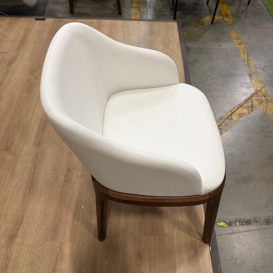 Aubrey Armchair - Microfiber Leather: Trento Eggshell, Walnut Stain