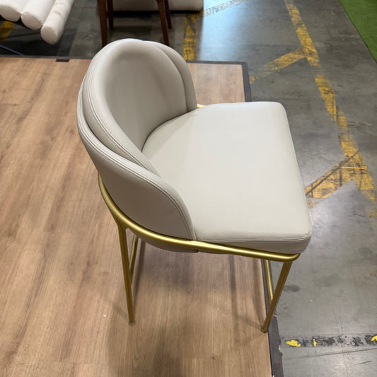 Angelo Counter Stool - Microfiber Leather: Trento Taupe, Brass Base
