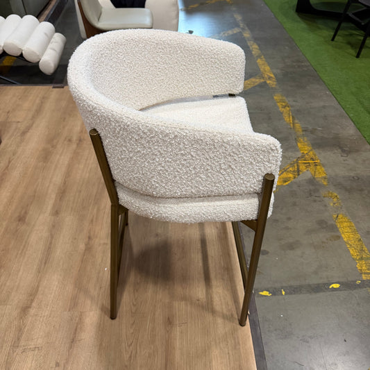 Solana Counter Stool - Chatou Boucle: Pearl, Antique Brushed Brass Base