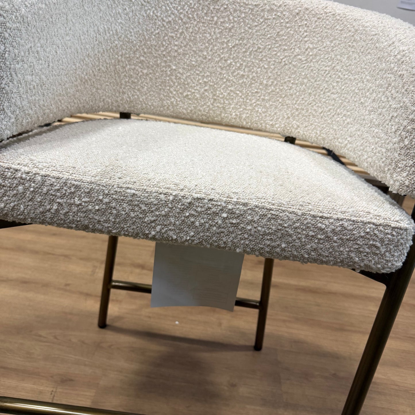 Solana Counter Stool - Chatou Boucle: Pearl, Antique Brushed Brass Base