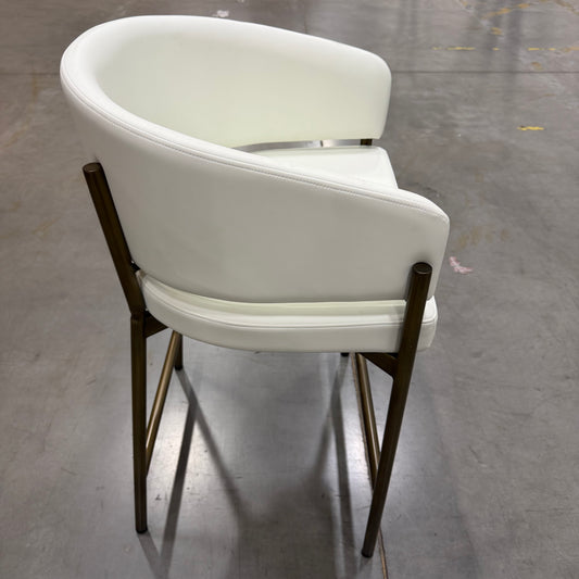 Solana Counter Stool - Microfiber Leather: Trento Eggshell, Antique Brushed Brass Base