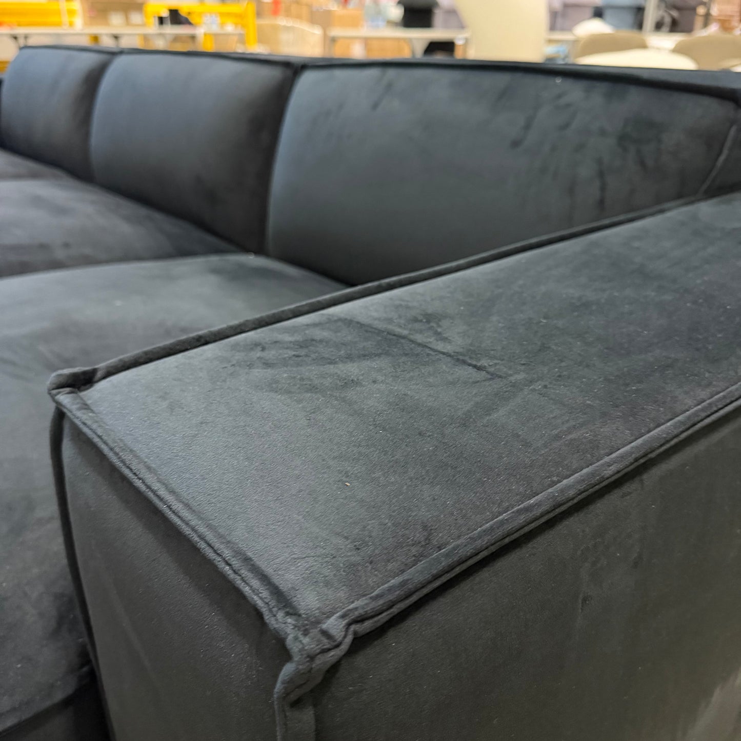 Porter Sectional - Plush Velvet: Black, Right Hand Facing
