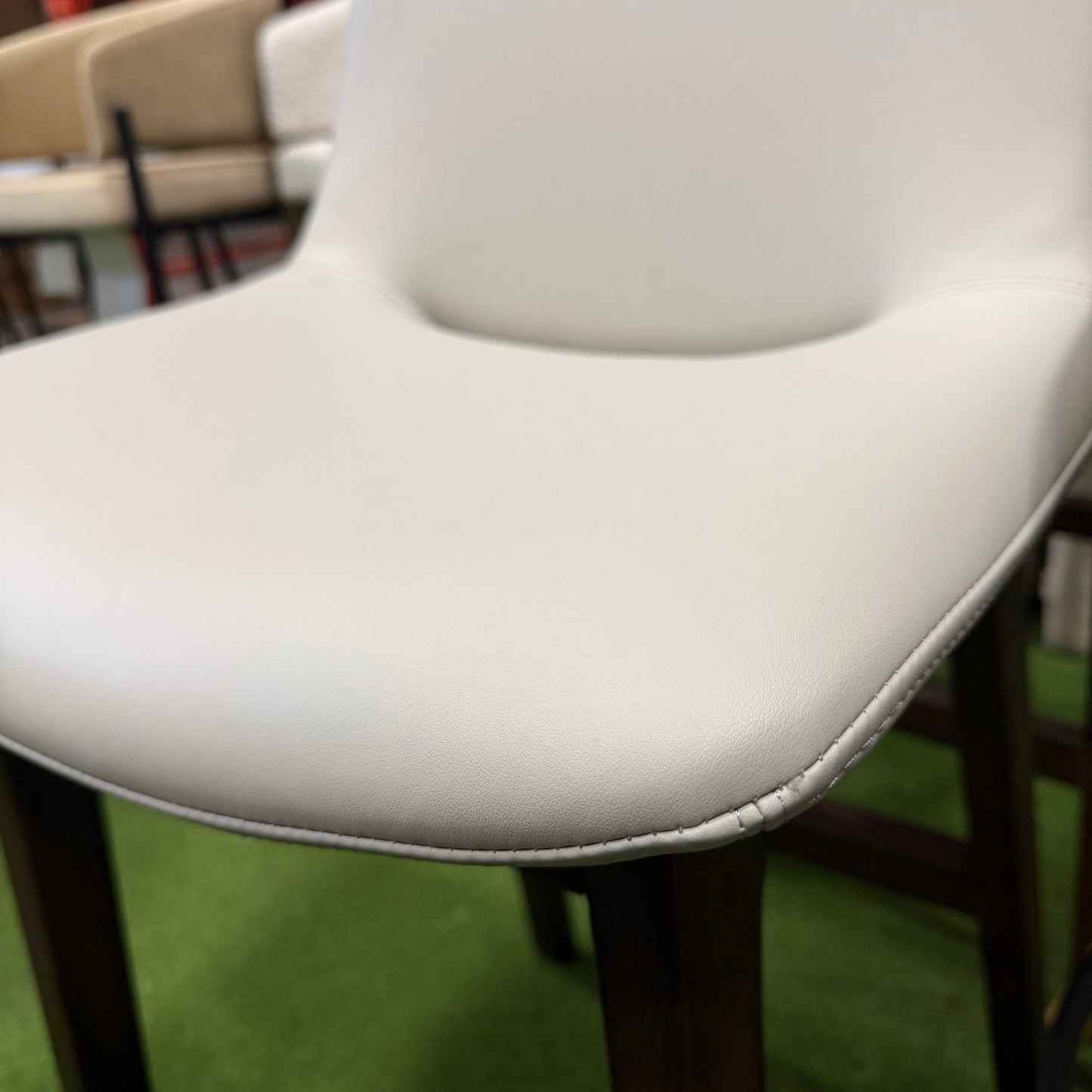 Aubrey Counter Stool - Microfiber Leather: Trento Taupe, Walnut Stain