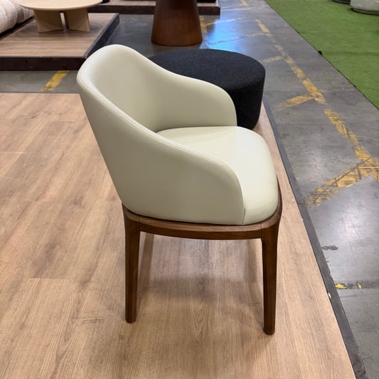 Aubrey Armchair - PU Leather: Monaco Grey, Walnut Stain