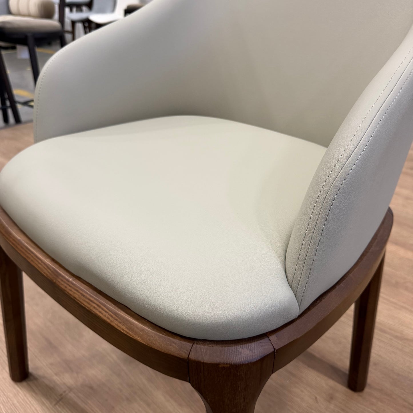 Aubrey Armchair - PU Leather: Monaco Grey, Walnut Stain