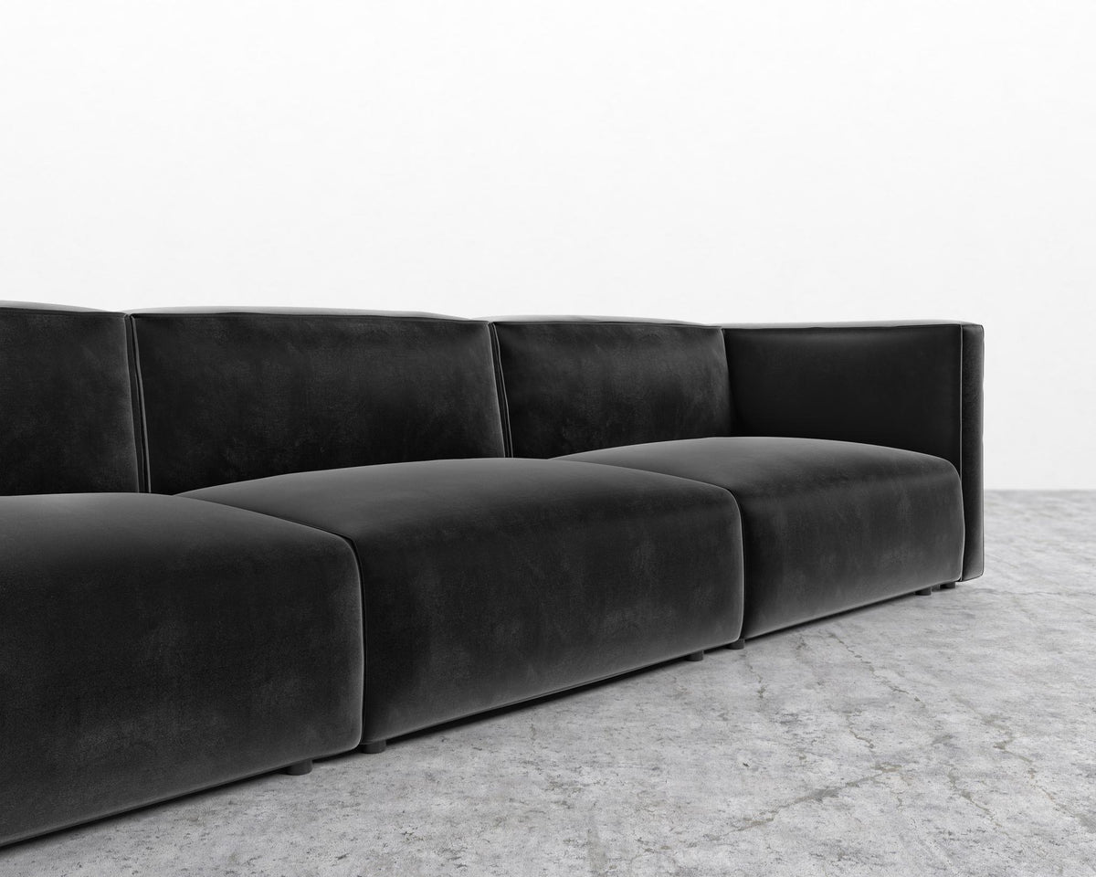 Arya Modular Sectional - Open Right, Plush Velvet - Black