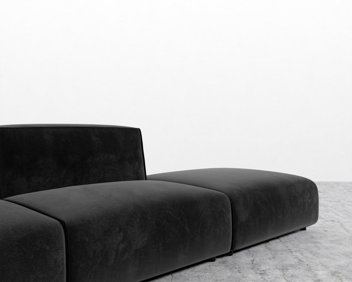 Arya Modular Sofa with Open End - Open Left, Plush Velvet - Black