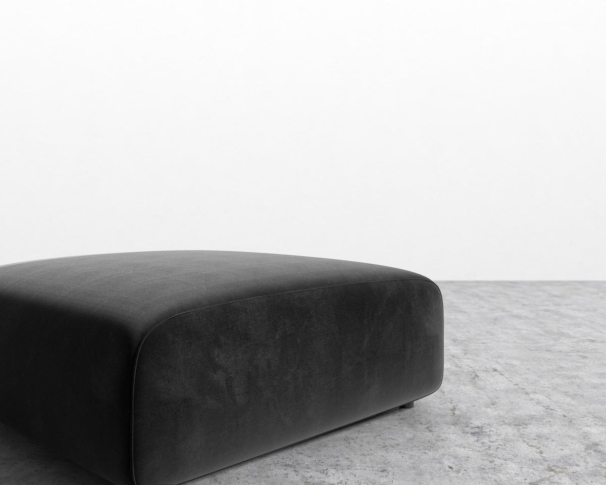 Arya Ottoman - Plush Velvet - Black