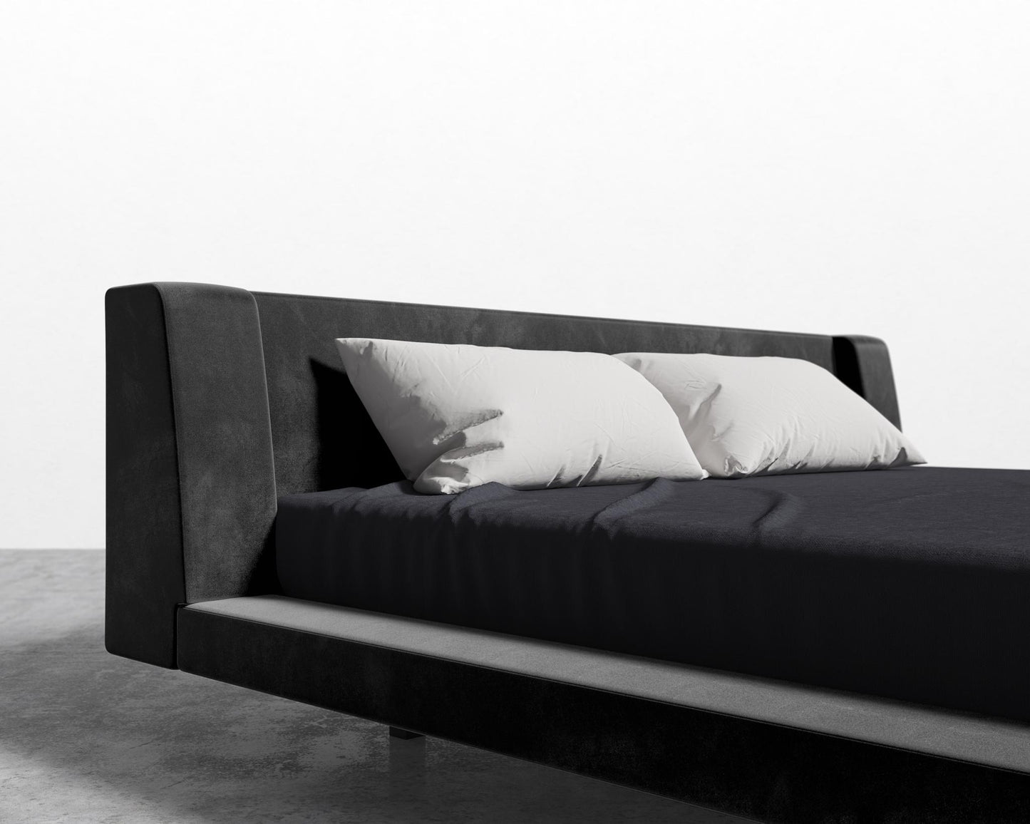 Harper Bed - Plush Velvet - Black, King