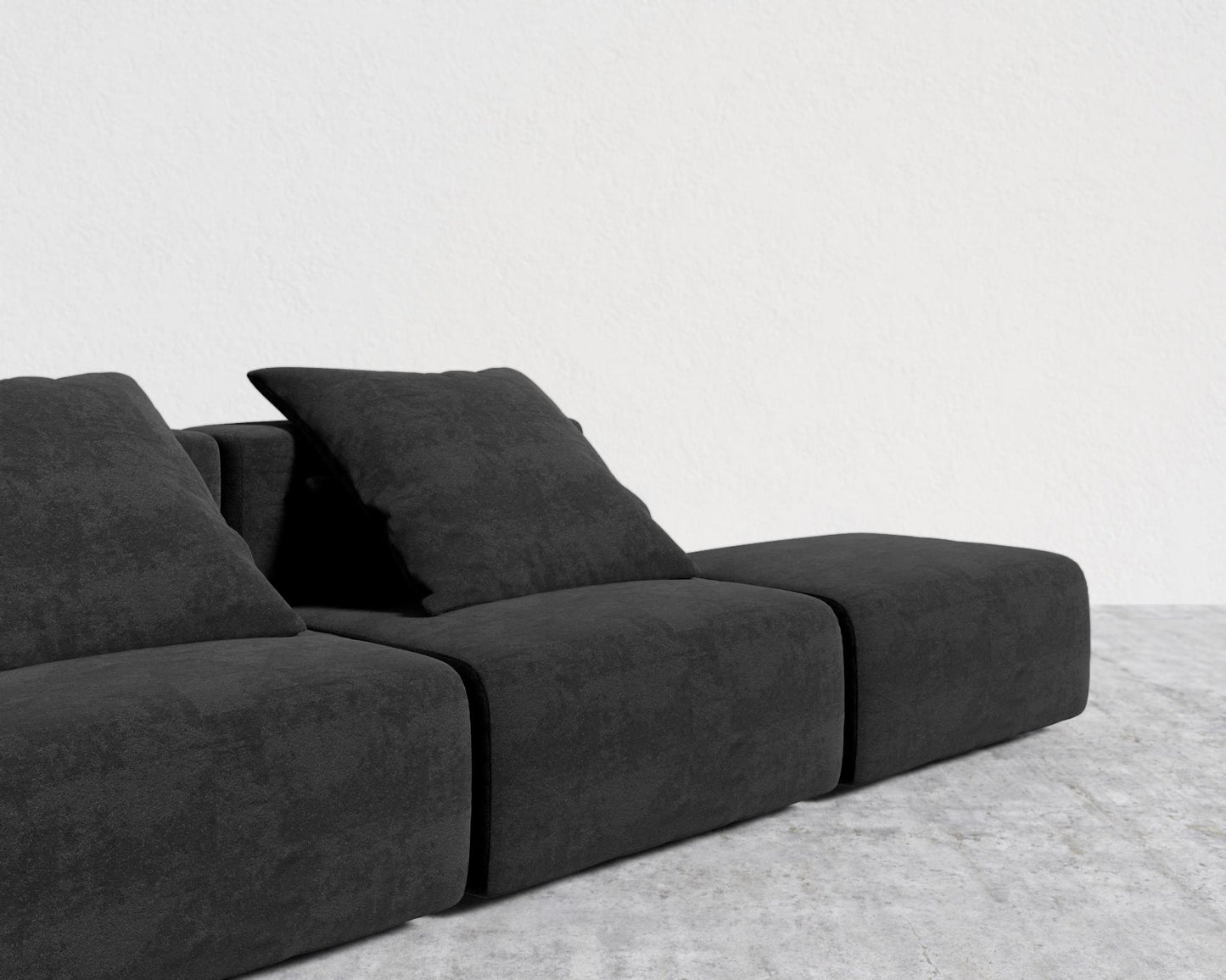 Kaye Open End Sofa L - Large, Essential Cloud Weave - Obsidian