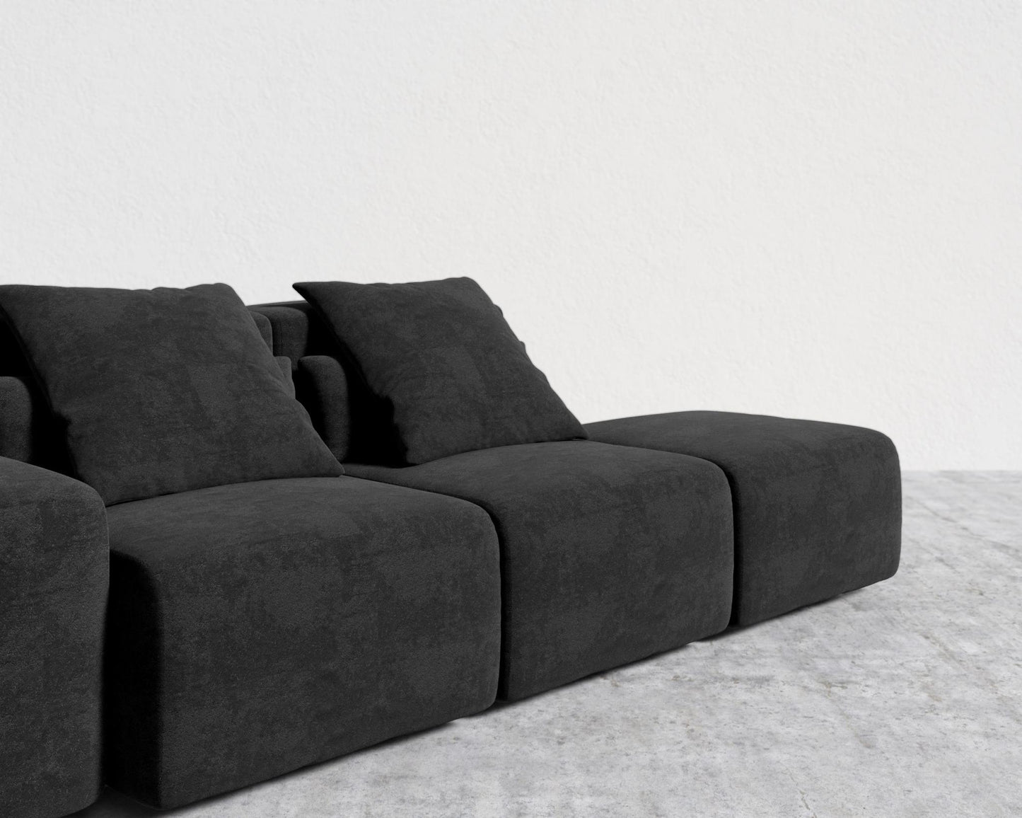 Kaye Open End Sofa S - Standard, Essential Cloud Weave - Obsidian