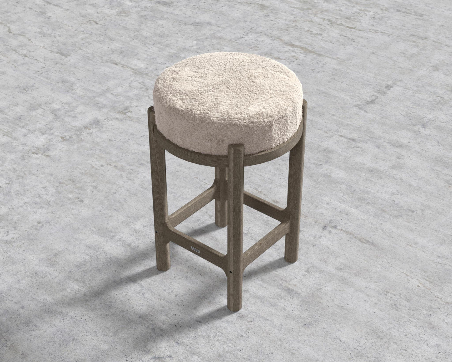 Lana Counter Stool - Grey Oak, Shearling - Almond