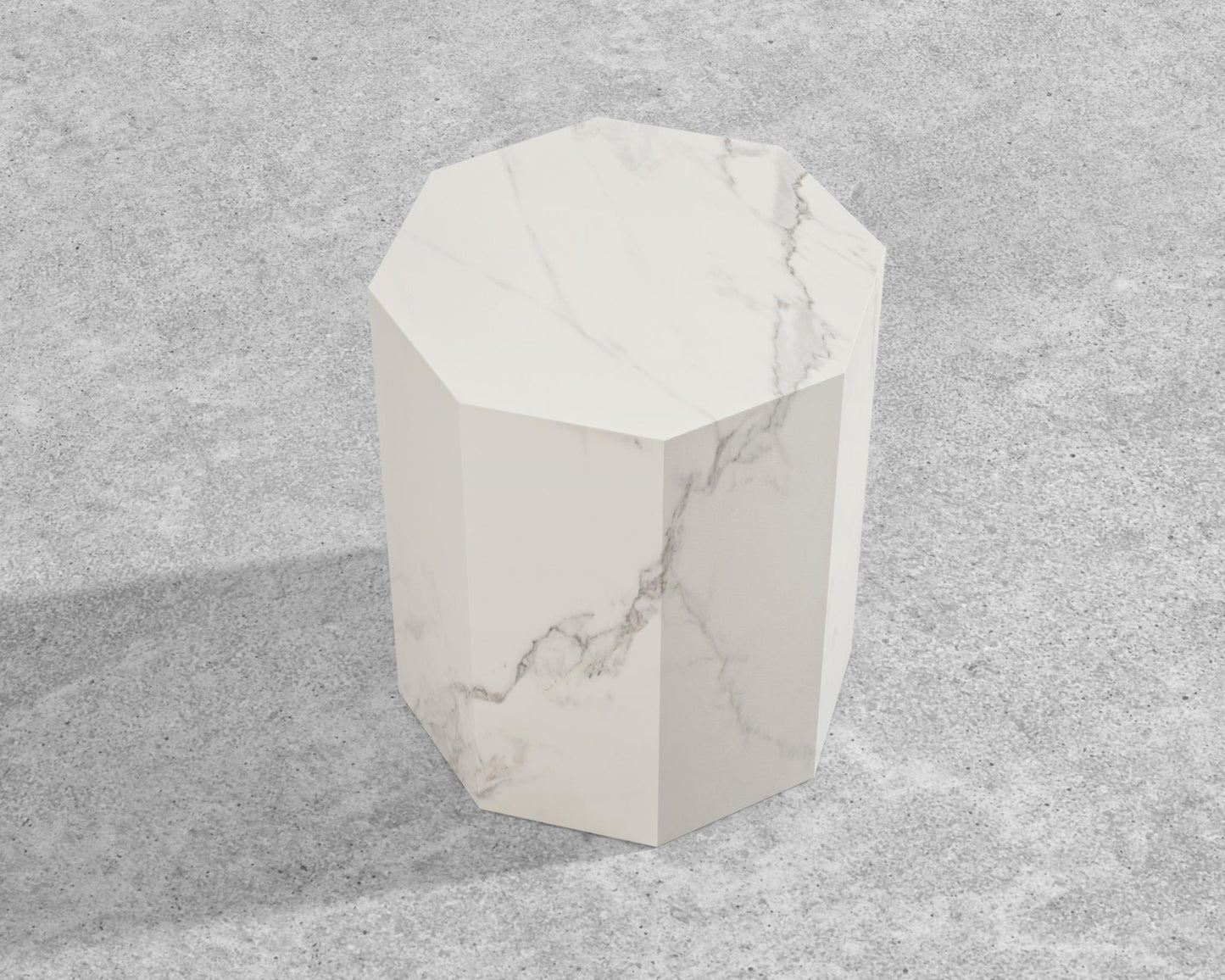 Leia Side Table - 15" x 15", White Calacatta Ceramic