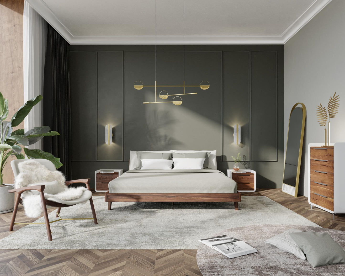 Mikkel Bed Scene - walnut/alesund- Featuring grayson nightstand