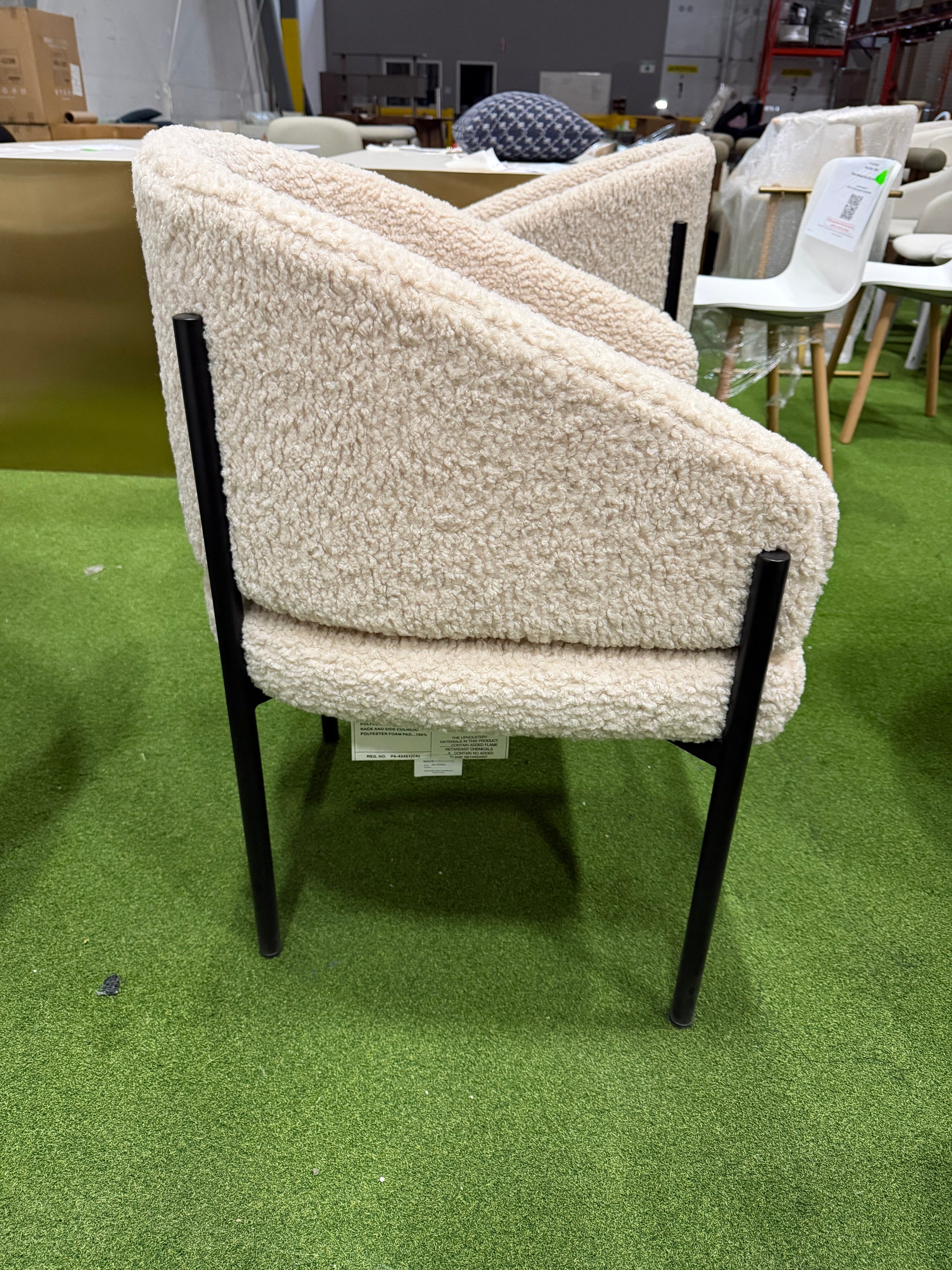 Solana Dining Chair - Shearling: Almond, Black Base