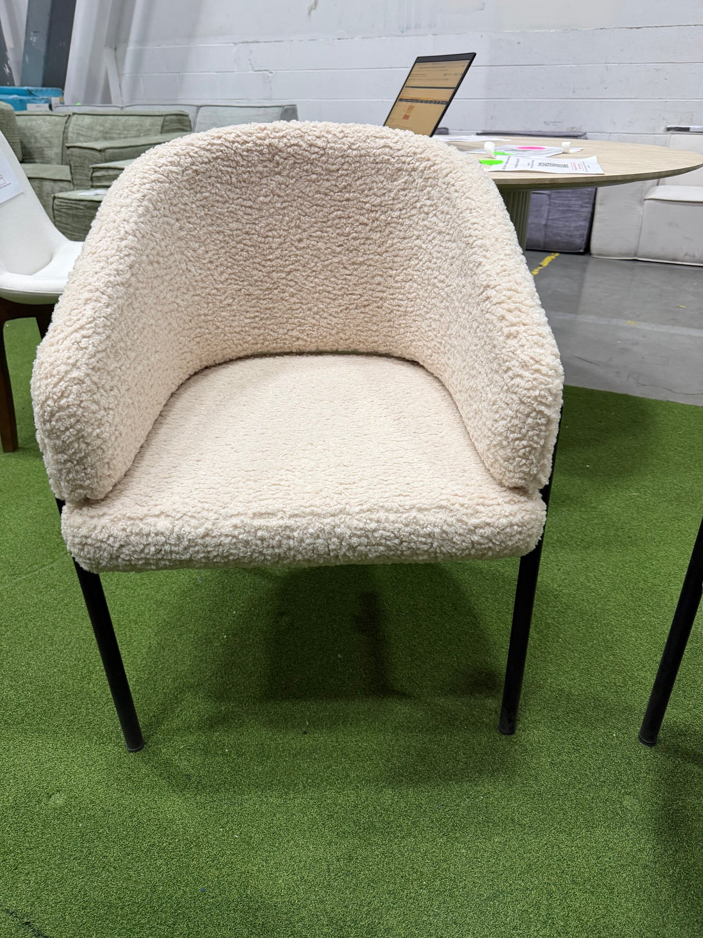 Solana Dining Chair - Shearling: Almond, Black Base