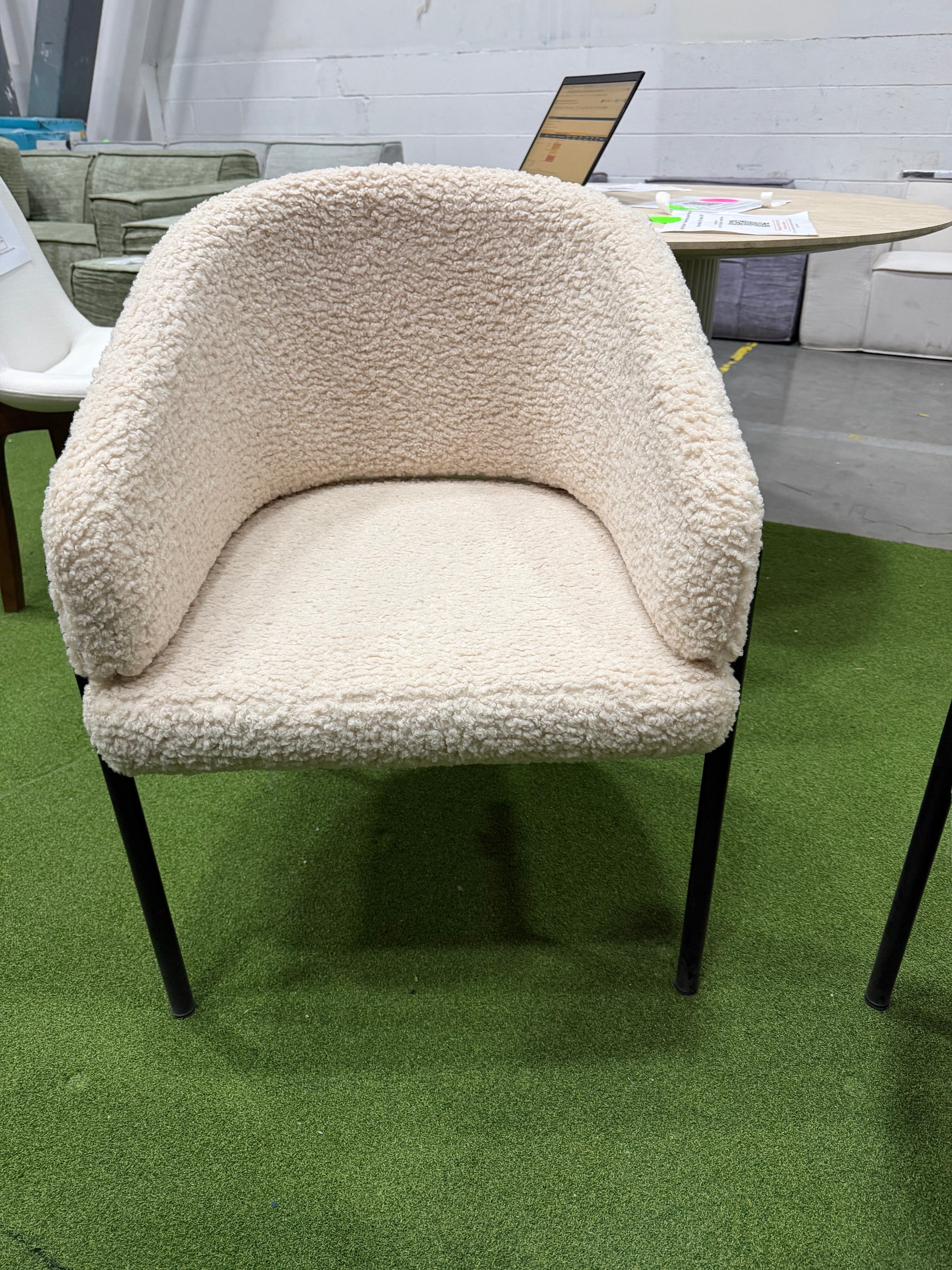 Solana Dining Chair - Shearling: Almond, Black Base