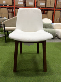 Aubrey Side Chair - Performance Linen: Swan, Walnut Stain