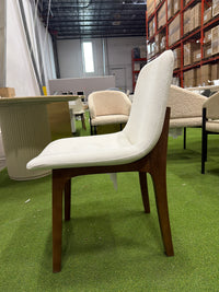 Aubrey Side Chair - Performance Linen: Swan, Walnut Stain