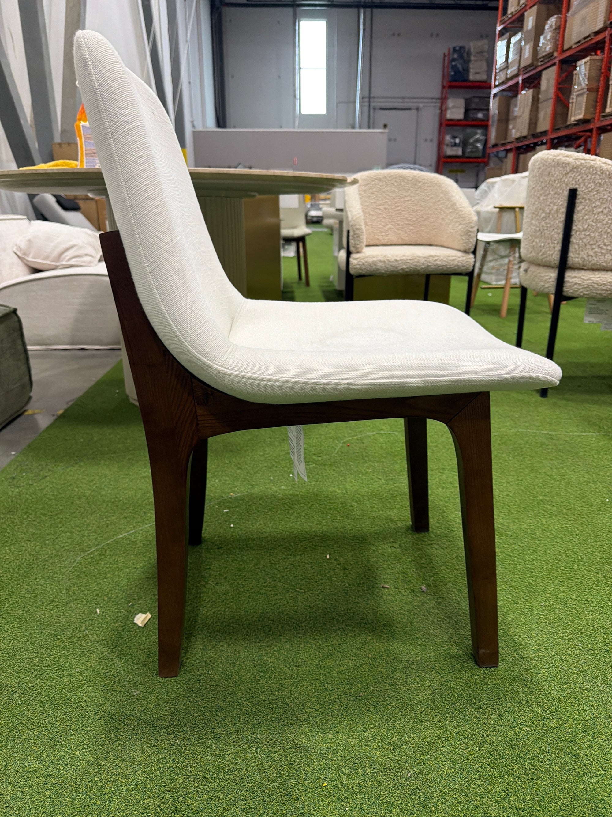 Aubrey Side Chair - Performance Linen: Swan, Walnut Stain