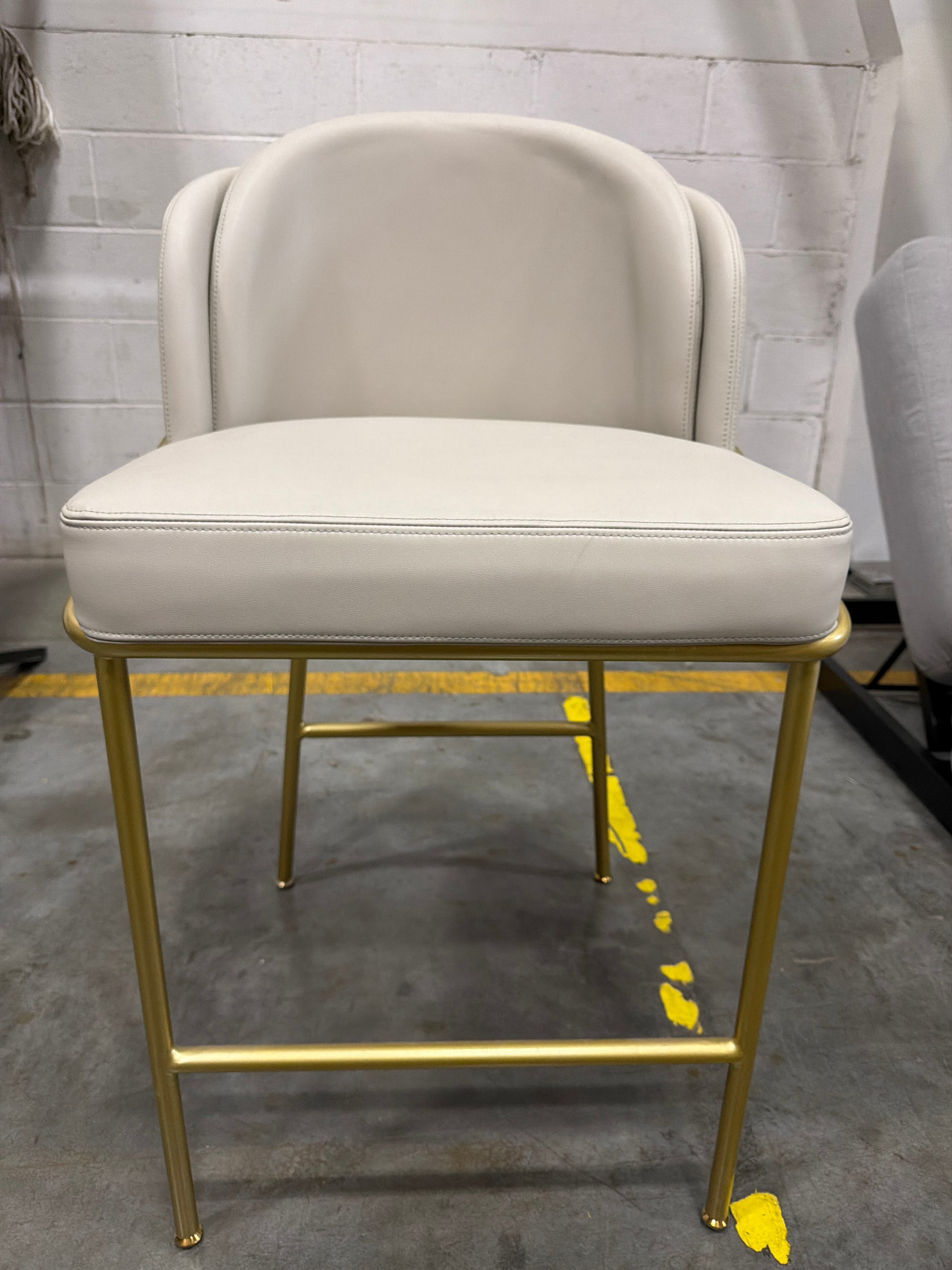 Angelo Counter Stool - Microfiber Leather: Trento Taupe, Brass Base