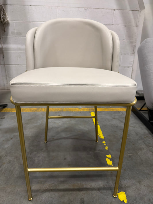 Angelo Counter Stool - Microfiber Leather: Trento Taupe, Brass Base