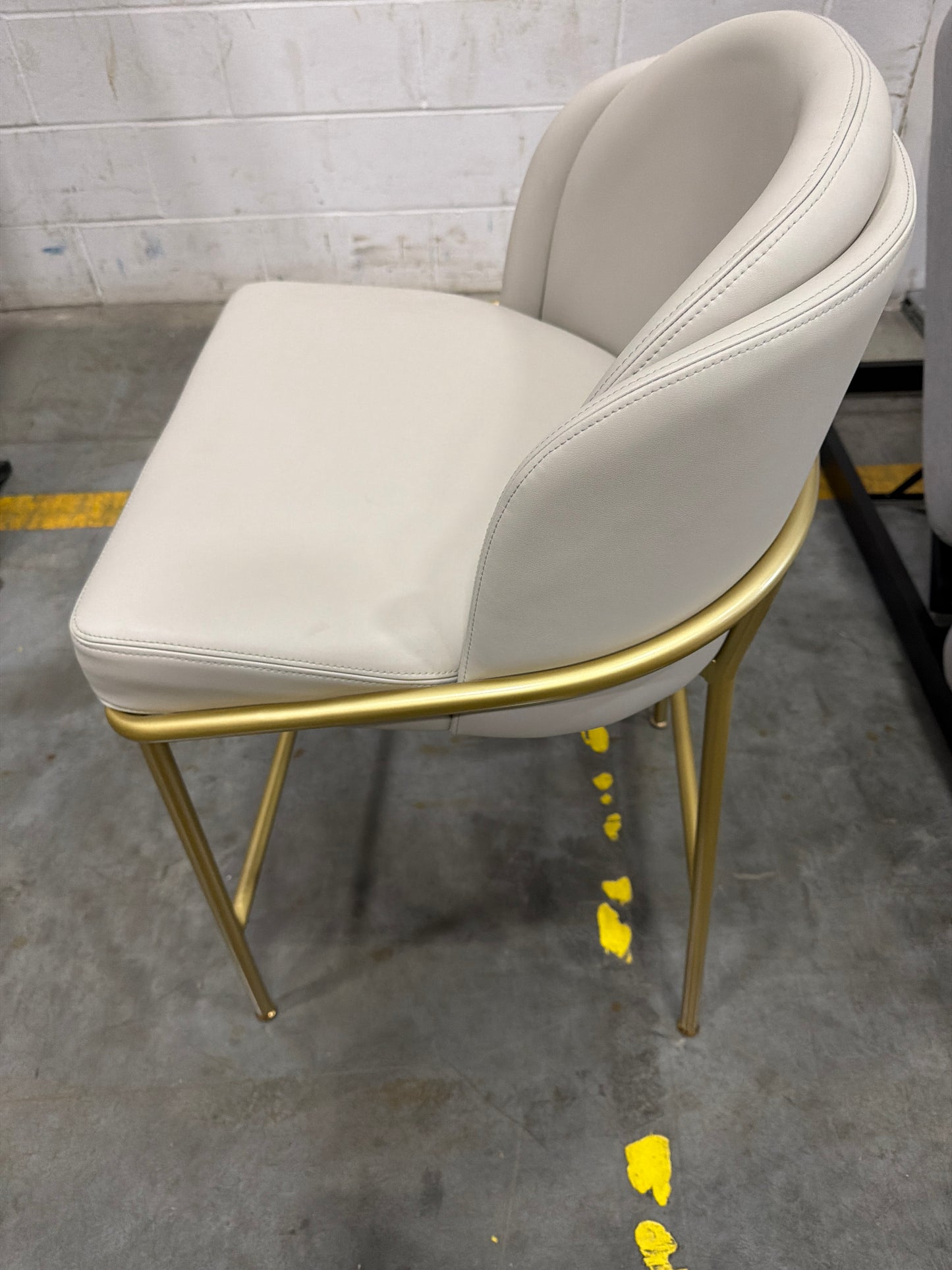 Angelo Counter Stool - Microfiber Leather: Trento Taupe, Brass Base