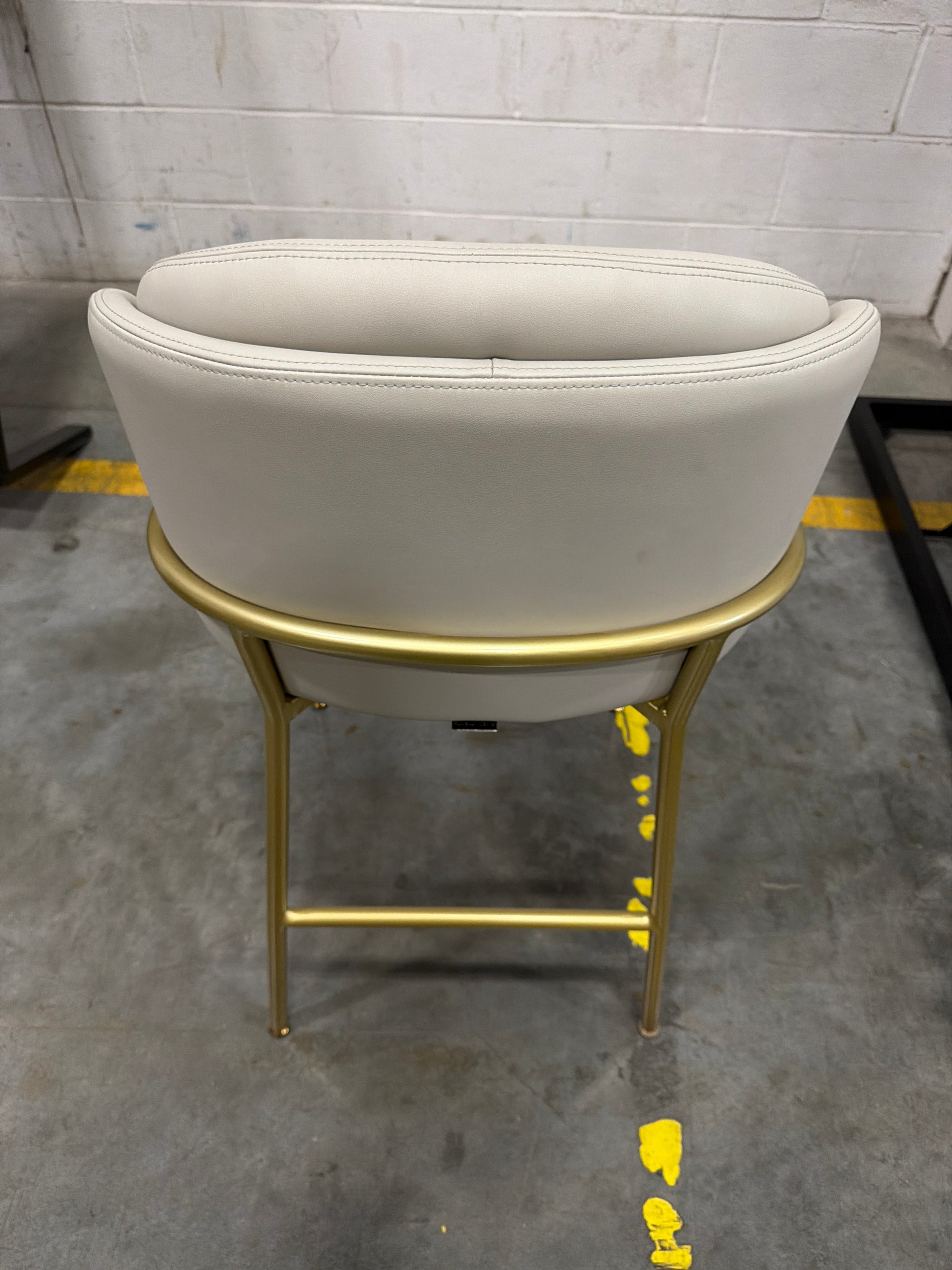 Angelo Counter Stool - Microfiber Leather: Trento Taupe, Brass Base