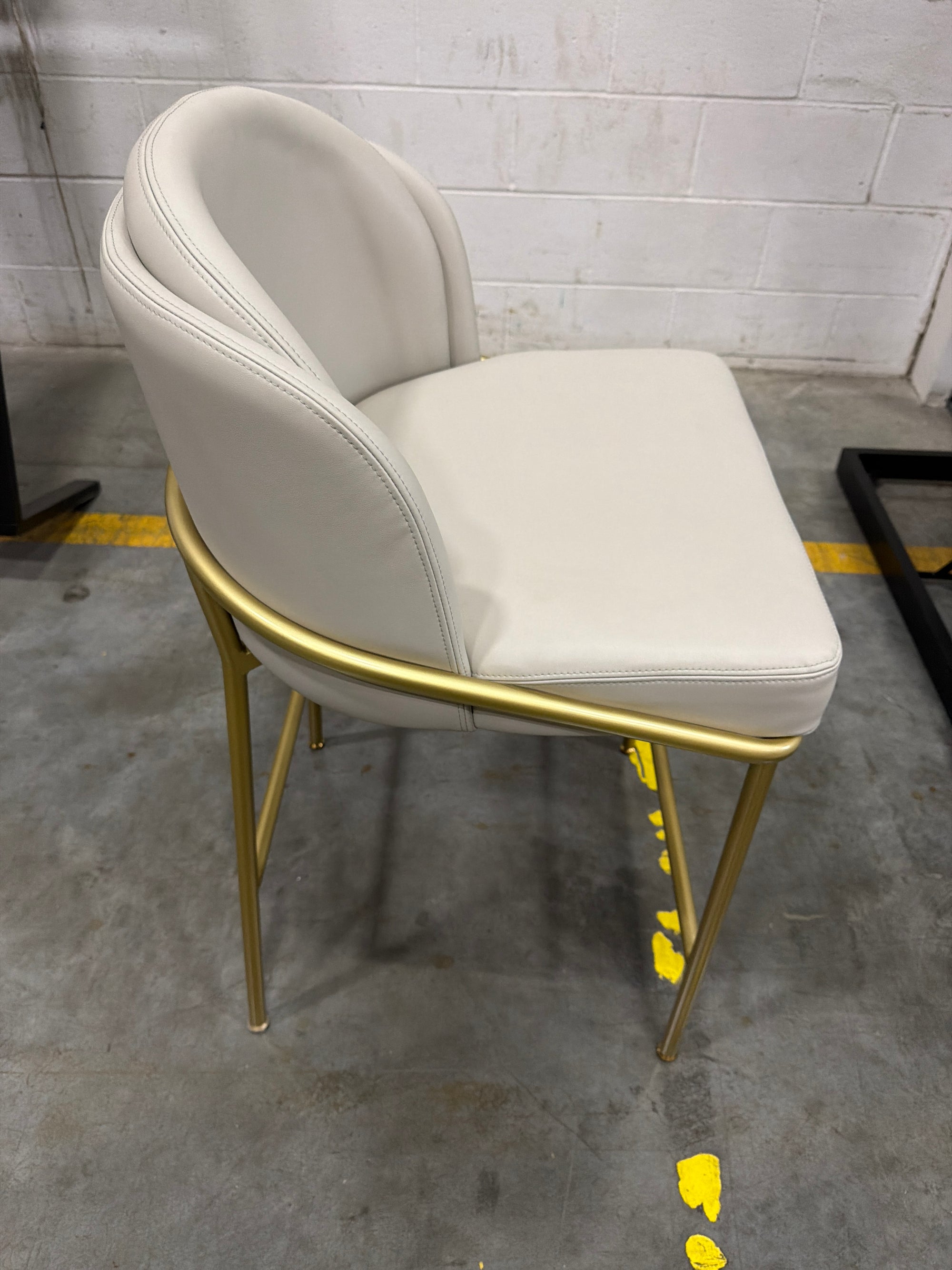 Angelo Counter Stool - Microfiber Leather: Trento Taupe, Brass Base