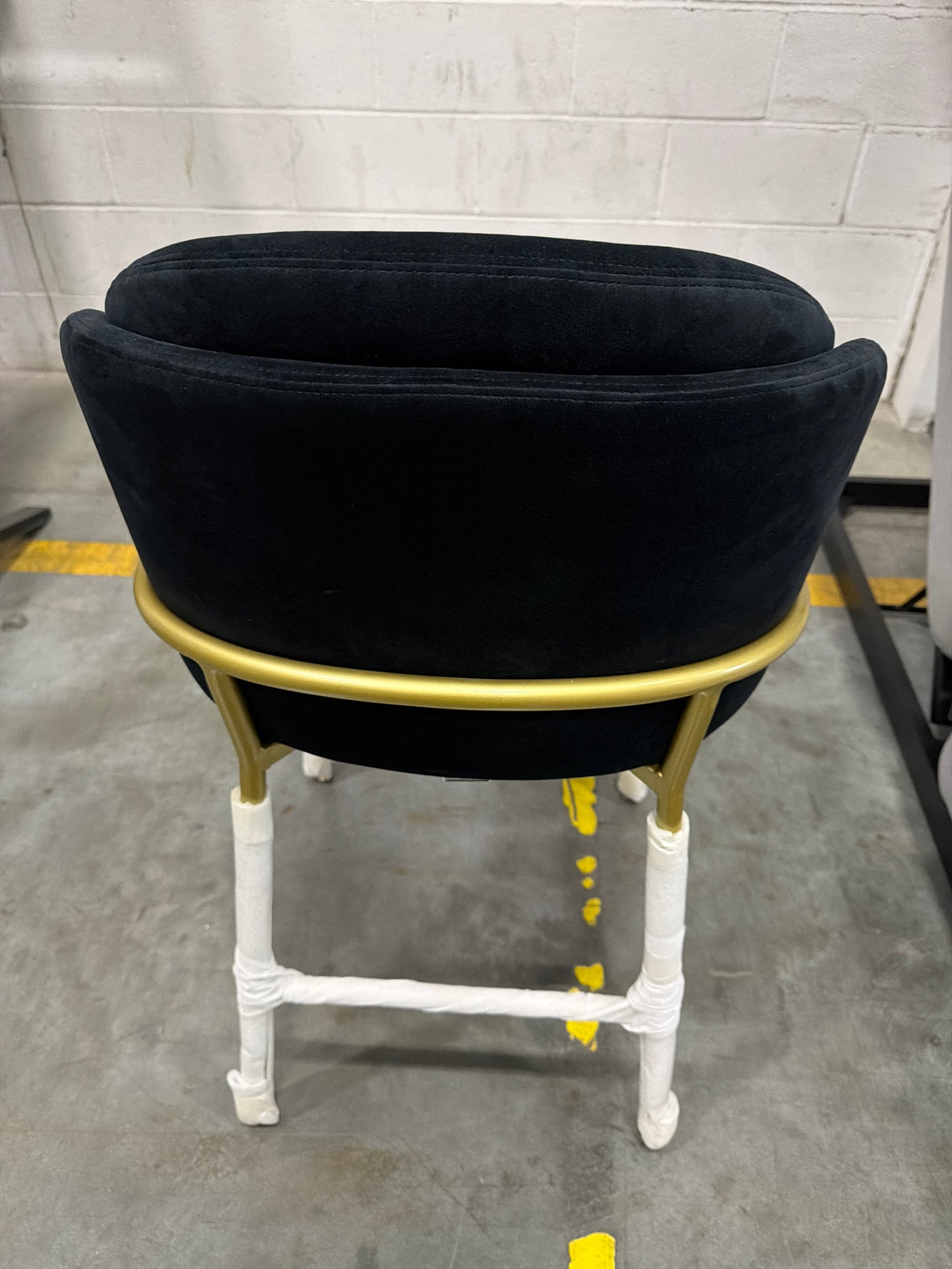Angelo Counter Stool - Plush Velvet: Black, Brass Base