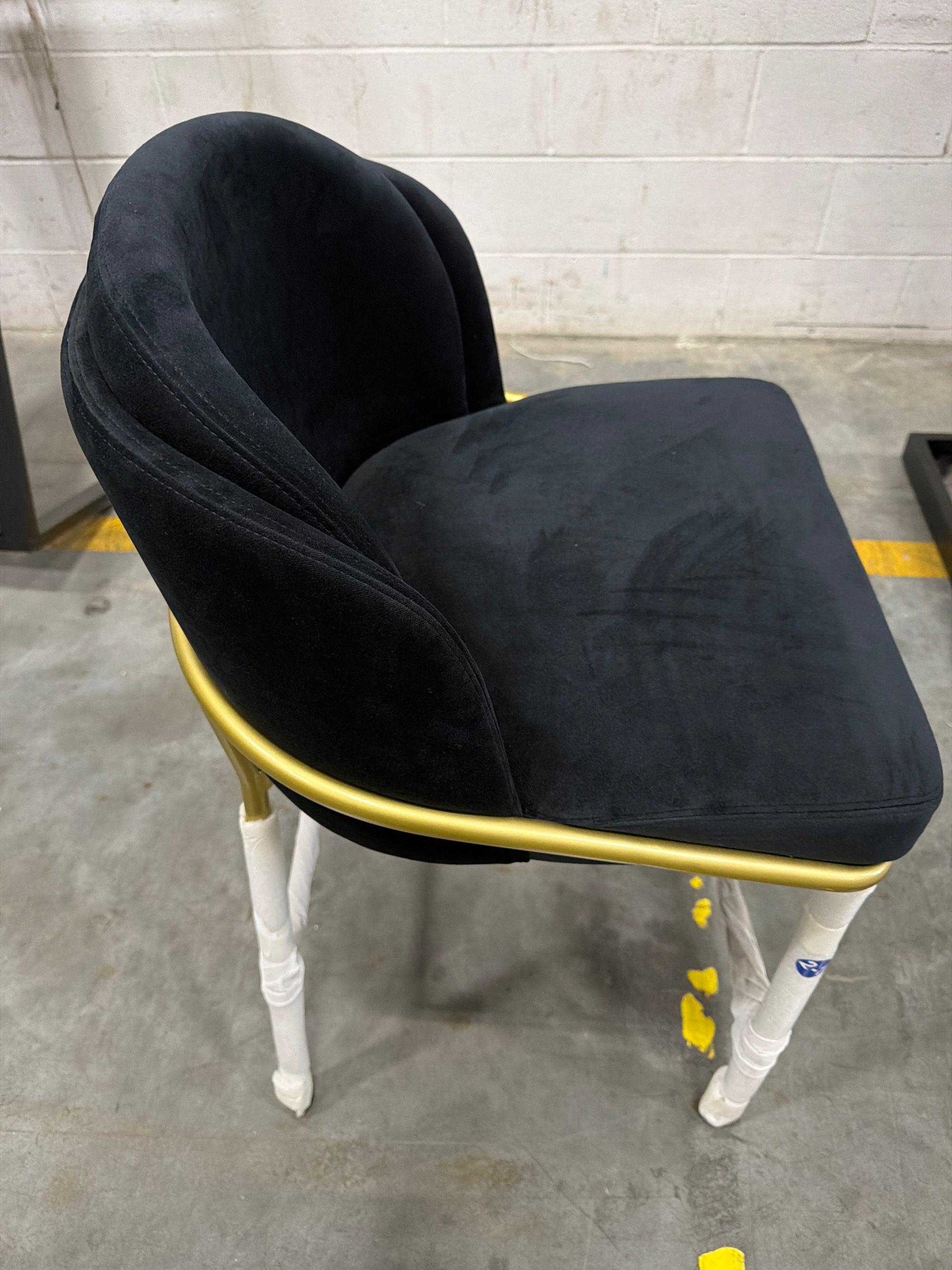 Angelo Counter Stool - Plush Velvet: Black, Brass Base