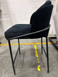 Angelo Counter Stool - Plush Velvet: Black, Black Base