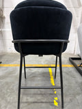 Angelo Counter Stool - Plush Velvet: Black, Black Base