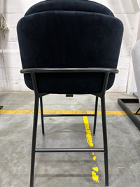 Angelo Counter Stool - Plush Velvet: Black, Black Base