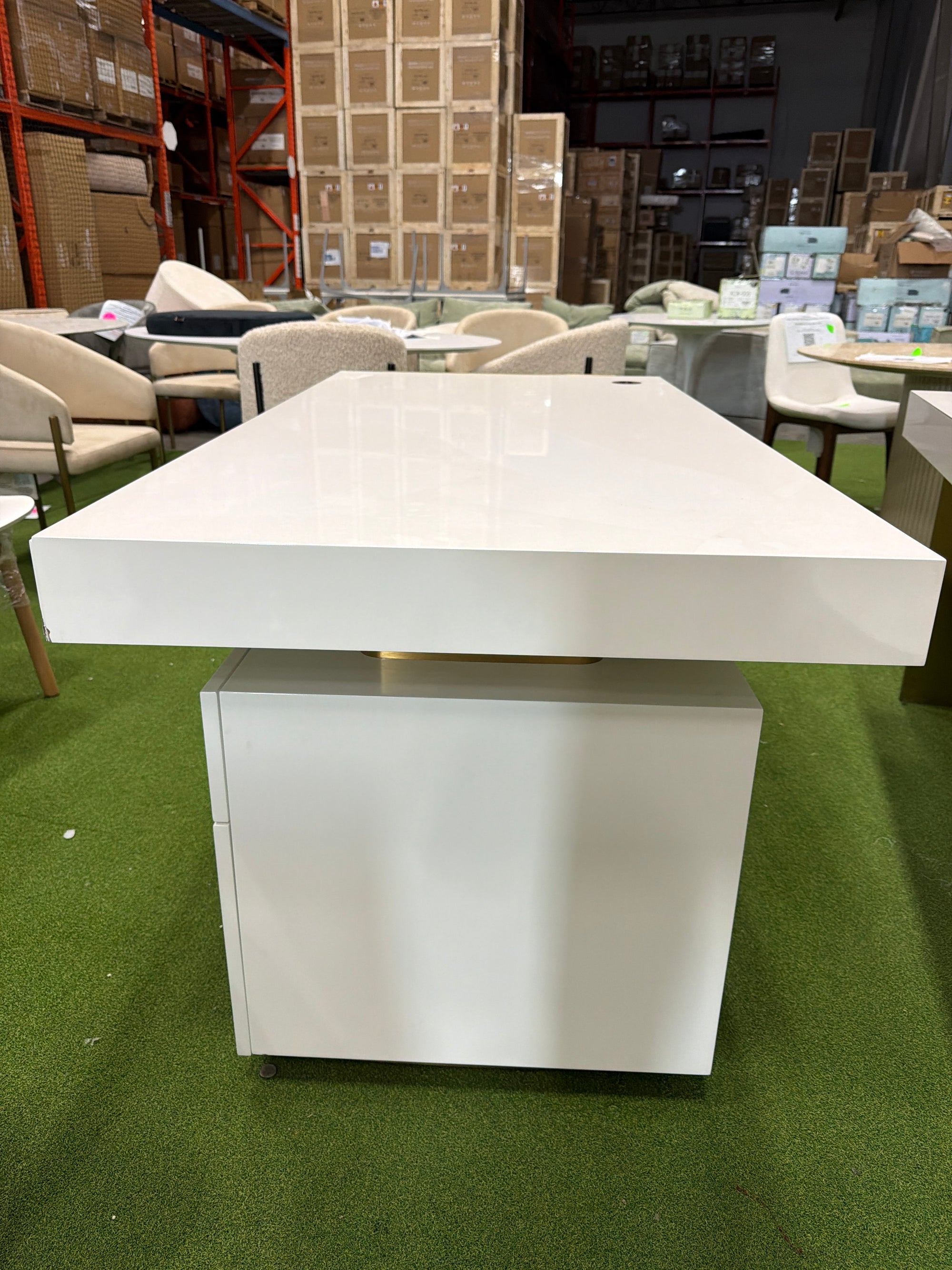Arlo Desk - Glossy White Lacquer, 63"