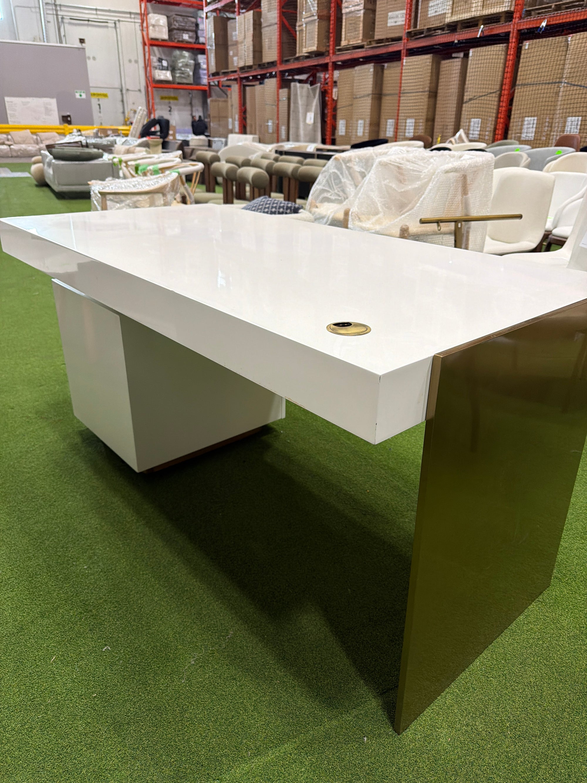 Arlo Desk - Glossy White Lacquer, 63"