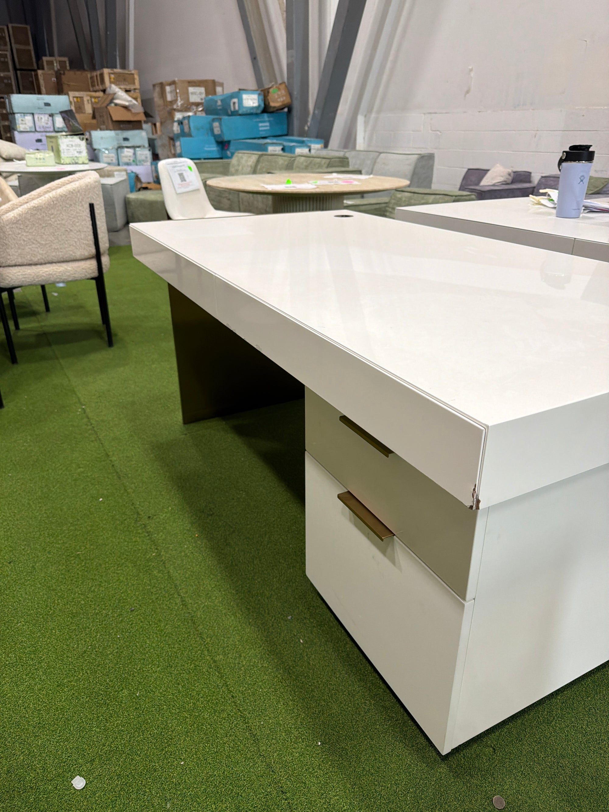Arlo Desk - Glossy White Lacquer, 63"