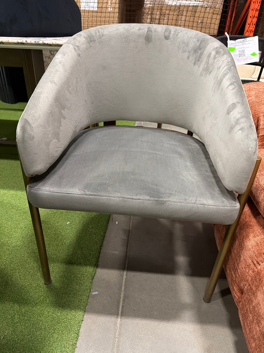 Solana Dining Chair - Plush Velvet: Glacier Grey, Antique Brushed Brass Base